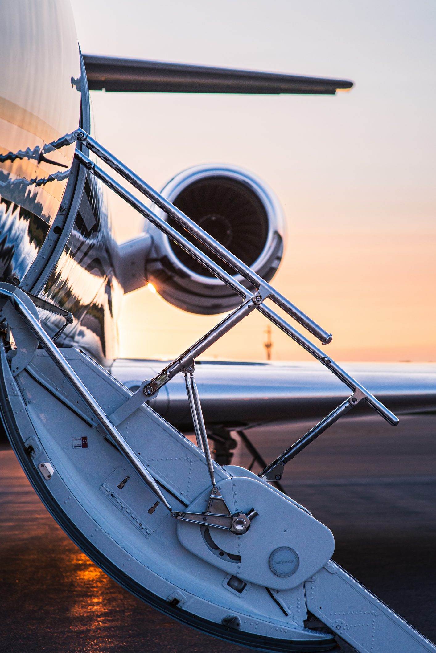 private jet parked at an airport